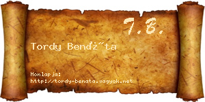 Tordy Benáta névjegykártya